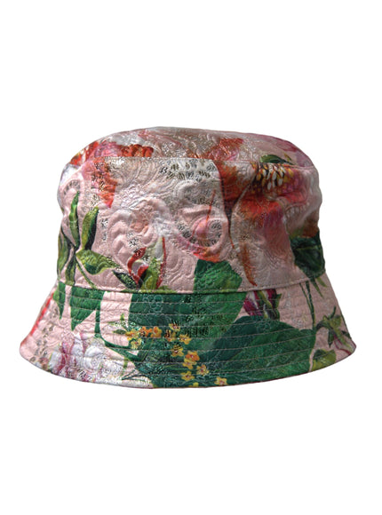 a pink and green hat with elephants on it