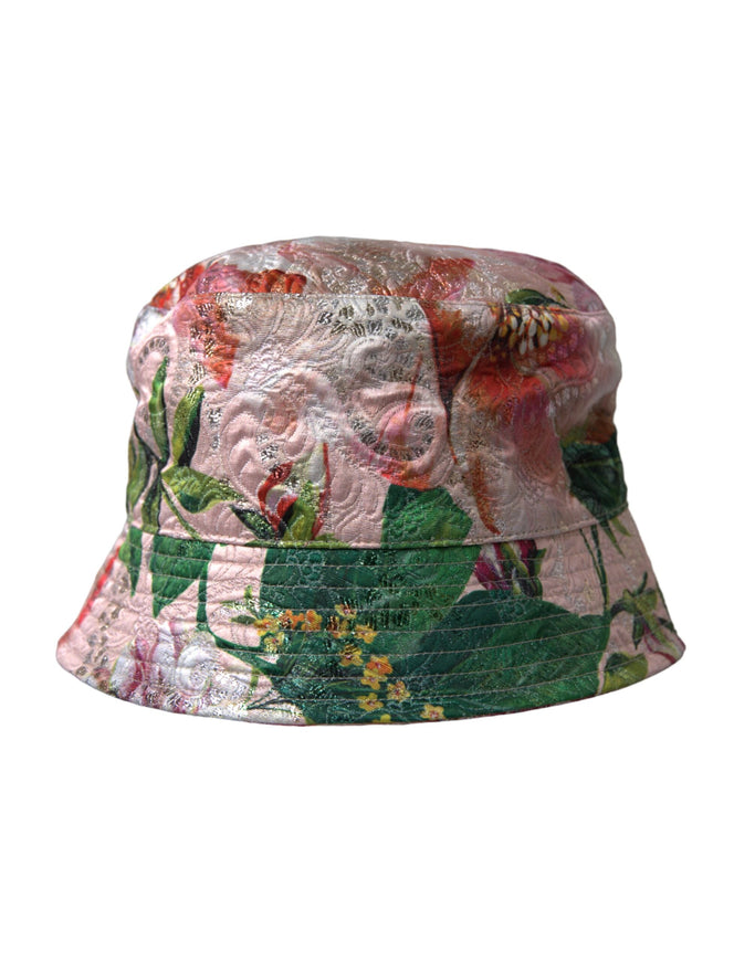 a pink and green hat with elephants on it