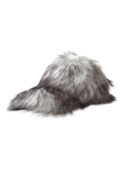 a furry hat is shown on a white background