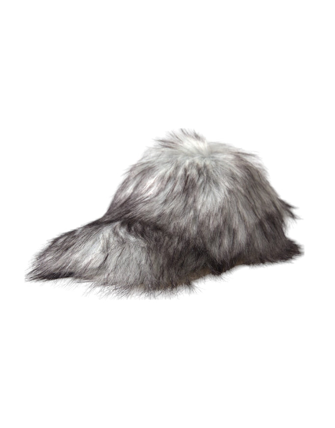 a furry hat is shown on a white background