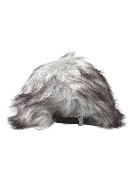 a close up of a furry hat on a white background