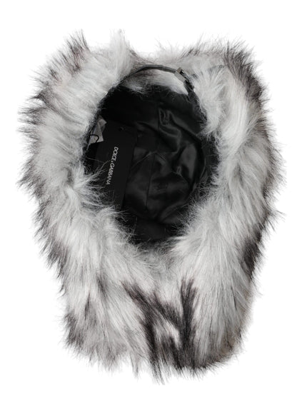 a close up of a furry hat on a white background