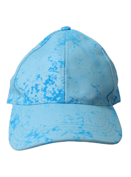 a blue tie dye baseball cap on a white background