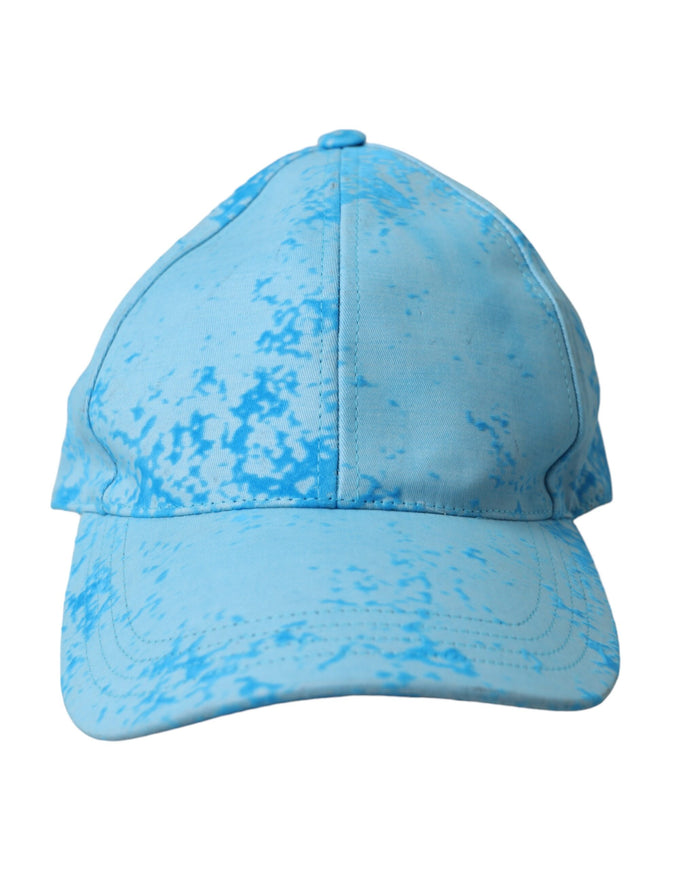 a blue tie dye baseball cap on a white background