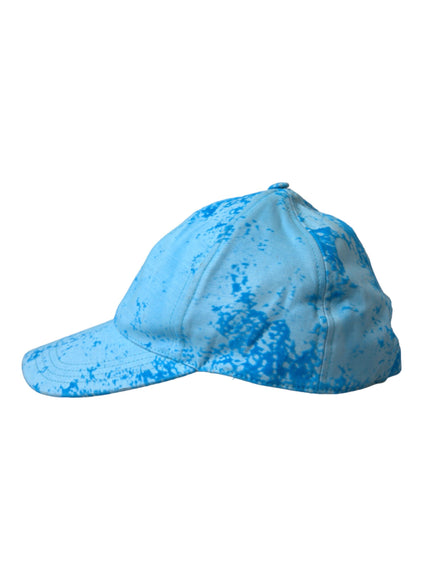 a blue and white cap with blue spots on it