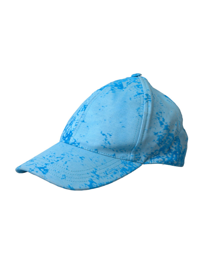 a blue baseball cap with a white background