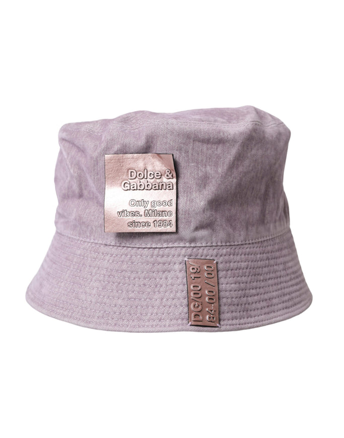 a purple hat with a tag on it