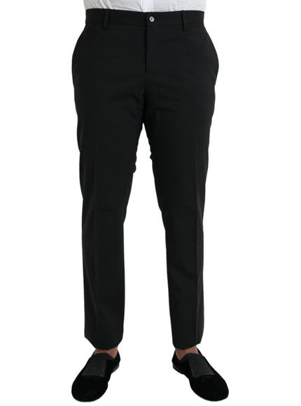 Dolce & Gabbana black wool suit pants front