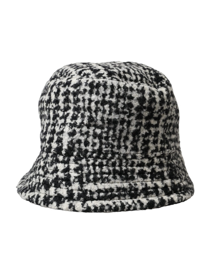 a black and white hat on a white background