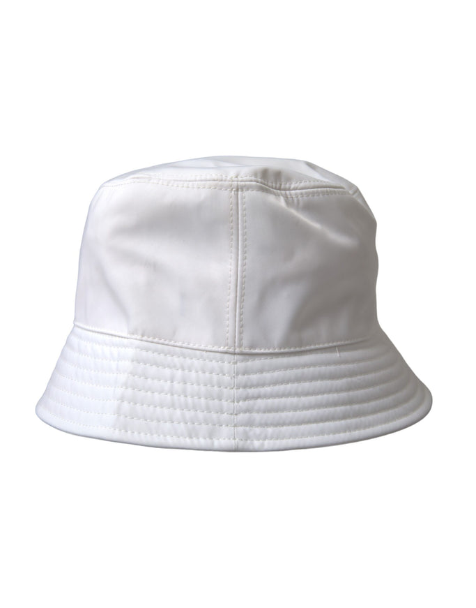 a white bucket hat on a white background