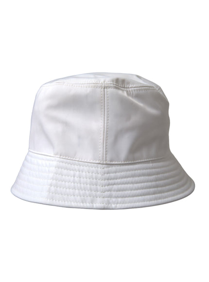 a white bucket hat on a white background