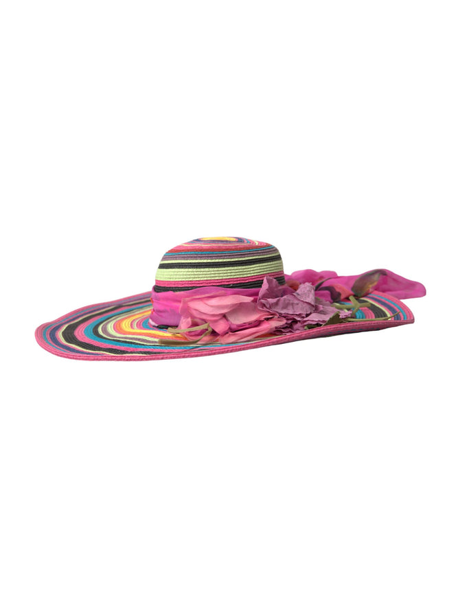 a pink hat with a flower on it