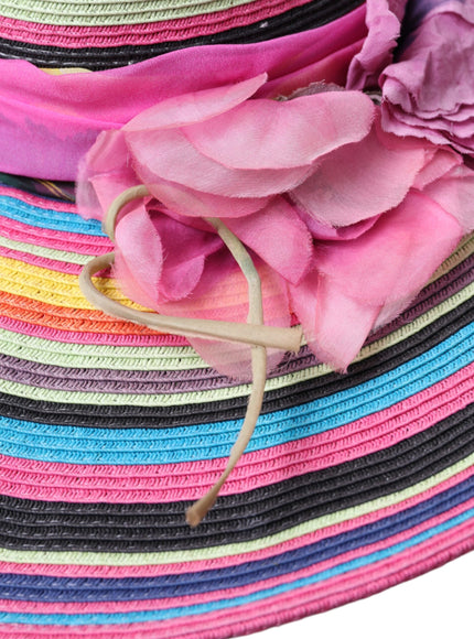 a colorful hat with a flower on top of it