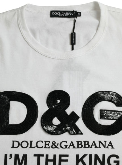 a white t - shirt with the words dolce and garbana i '