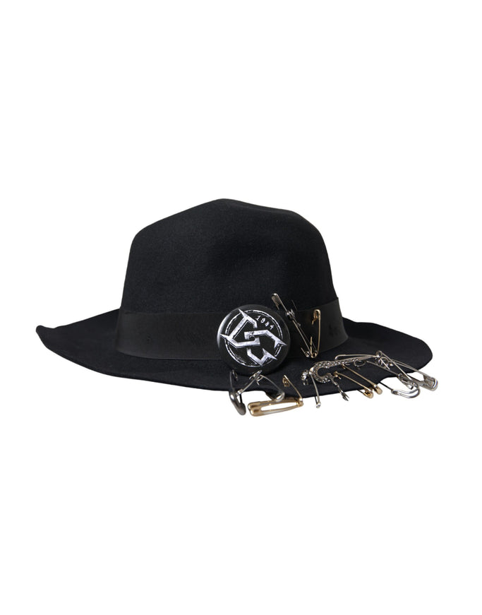 a black hat with a pair of scissors on it