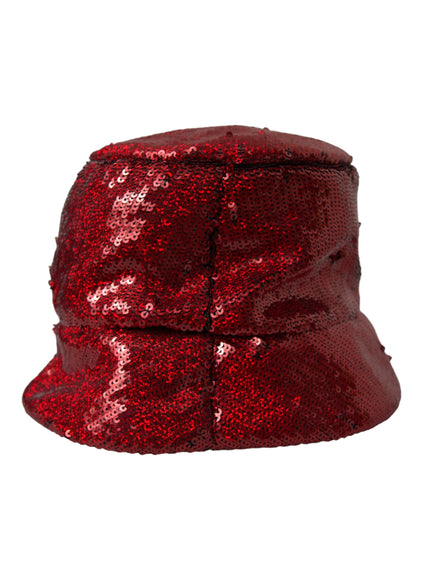 a red sequinized hat on a white background