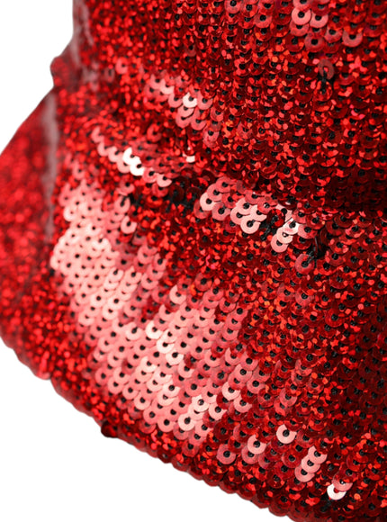 a close up of a red sequin bag