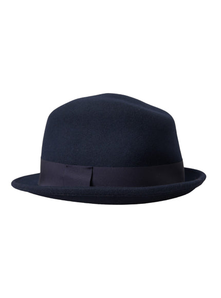 a black hat with a bow around the brim