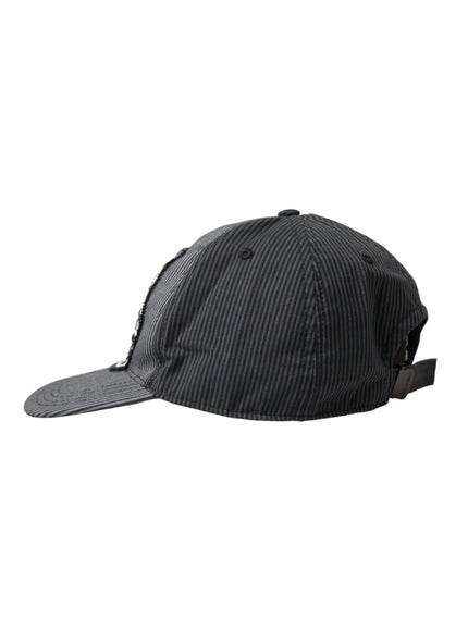 a black and white hat on a white background