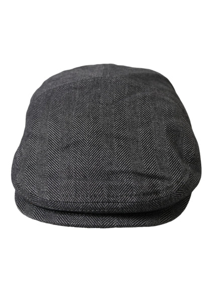 a black and white hat on a white background