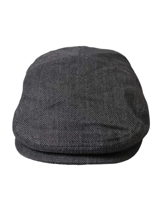 a black and white hat on a white background