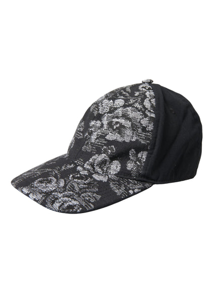 a black and white hat with skulls on it