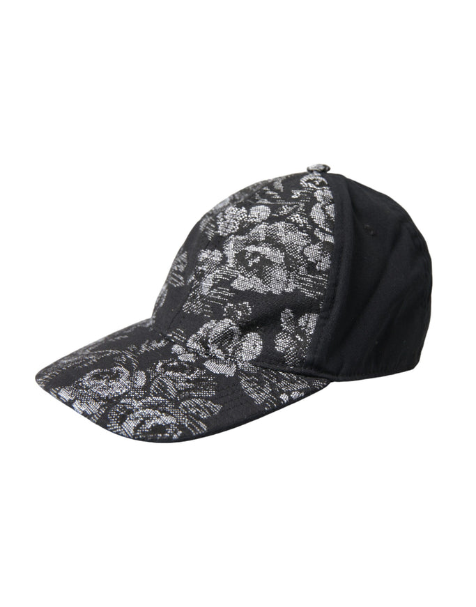 a black and white hat with skulls on it