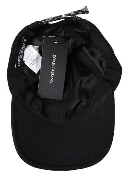 a black hat with a tag on it