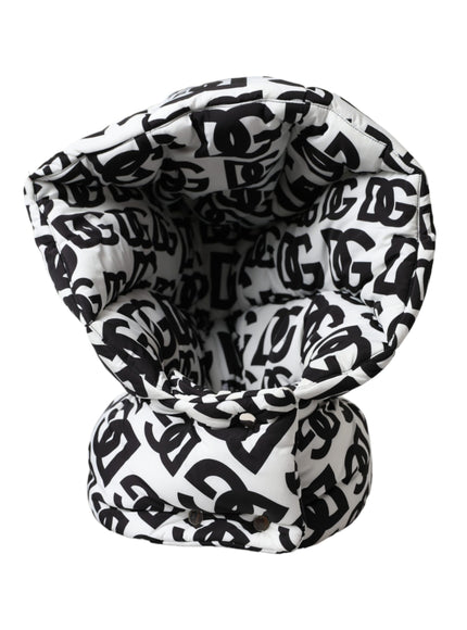 a black and white scarf with letters on it