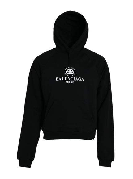 a black hoodie with a white logo on it