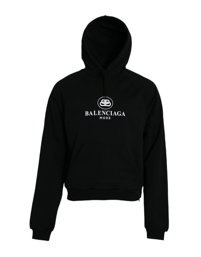 a black hoodie with a white logo on it