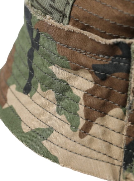 a close up of a camo hat on a white background