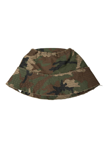 a camo bucket hat on a white background