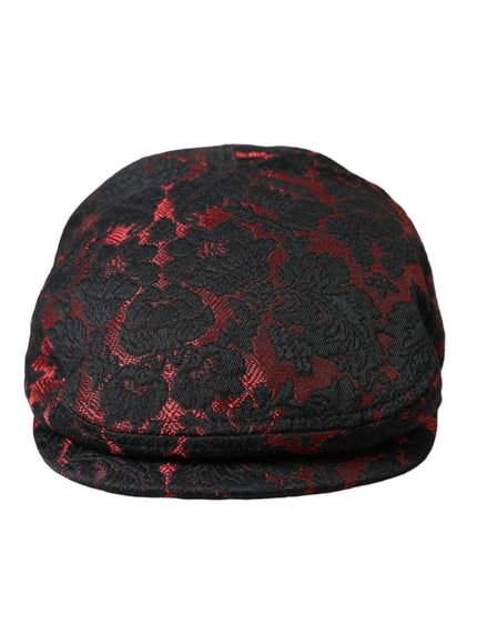 a red and black hat on a white background