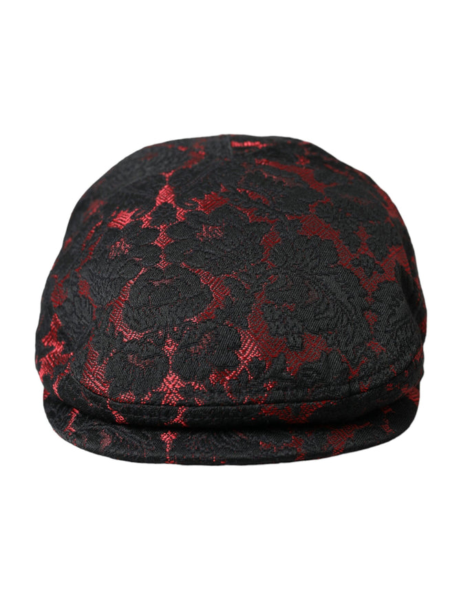 a red and black hat on a white background