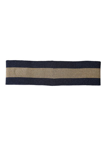 a black and tan striped headband on a white background