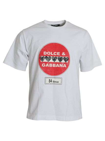 Dolce & Gabbana white T-shirt with red heart design front view