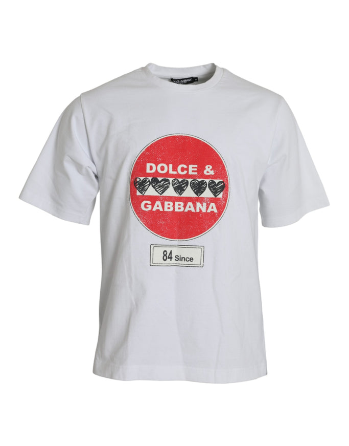 Dolce & Gabbana white T-shirt with red heart design front view