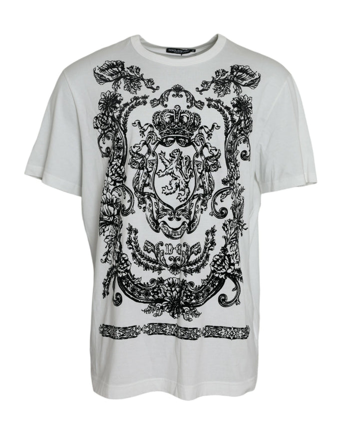 Dolce & Gabbana white T-shirt with lion crown logo design