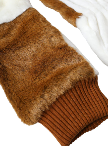 a pair of gloves with fur on them