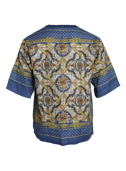 Dolce & Gabbana multicolor Majolica linen T-shirt back view