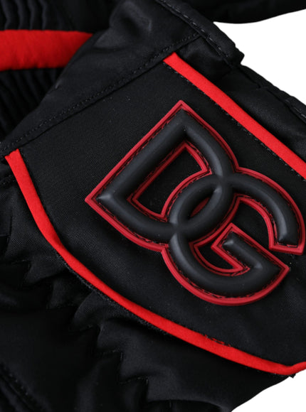 a close up of a black and red jacket