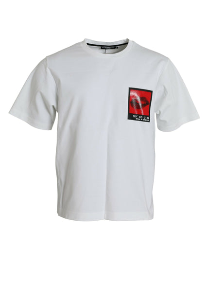 Dolce & Gabbana white T-shirt with red lips print on chest