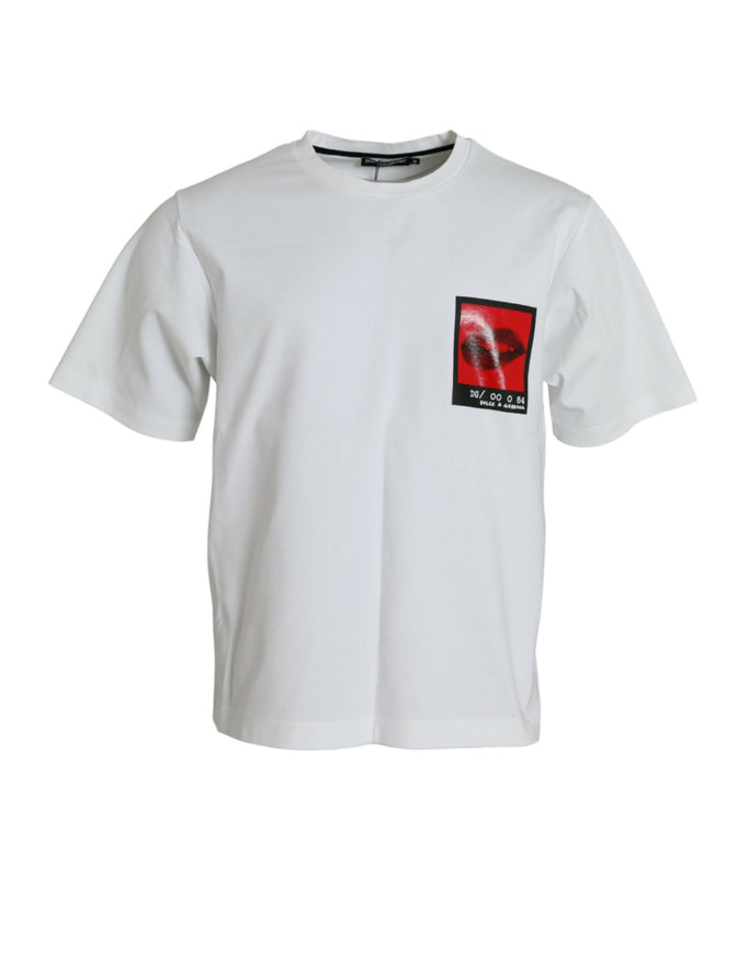 Dolce & Gabbana white T-shirt with red lips print on chest