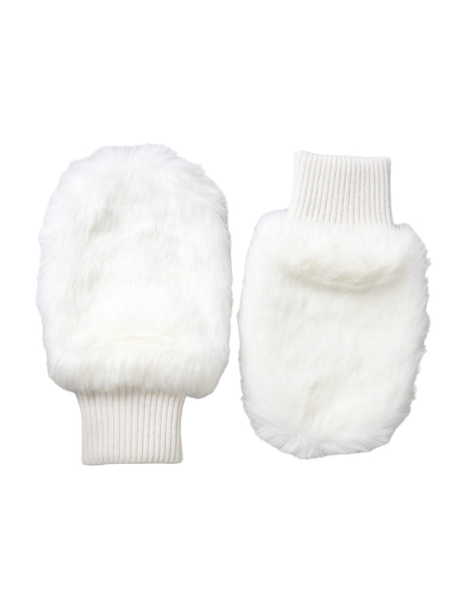 a pair of white mittens with a white fur lining