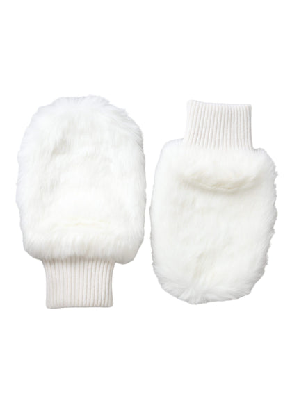 a pair of white mittens with a white fur lining