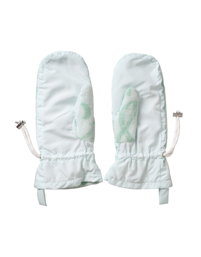 a pair of white oven mitts on a white background