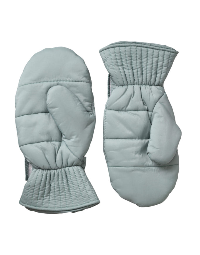 a pair of gray mitts on a white background