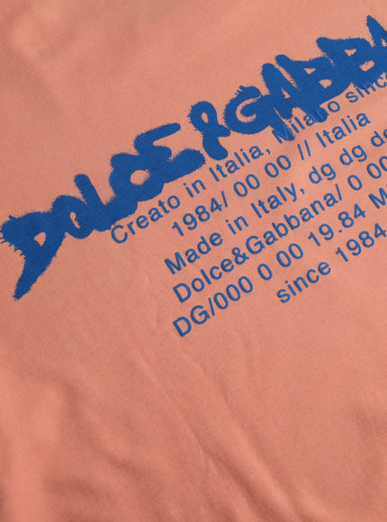 Detail of text on back of Dolce & Gabbana coral T-shirt