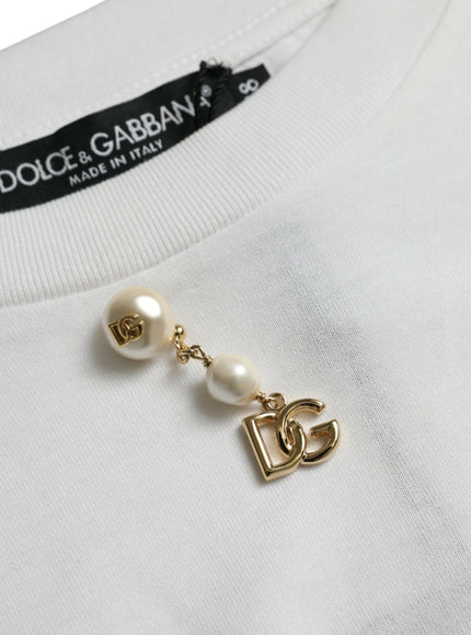 Detail of Dolce & Gabbana logo embellishment on T-shirt